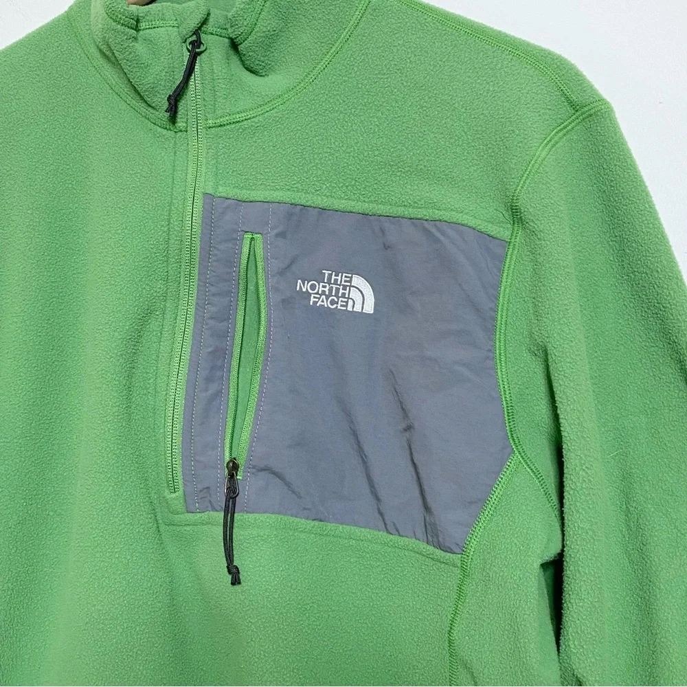 North Face Green Half Zip Pullover Fleece Sweater Medium